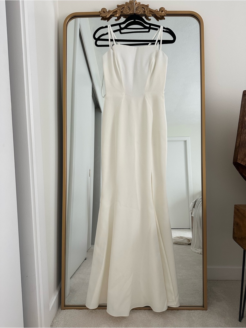 Elegant White Satin Slip Dress with Spaghetti Straps